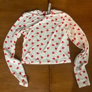 SKIMS 2024 Valentines: SLEEP SUPER CROPPED LONG SLEEVE | RUBY AND MARBLE HEART